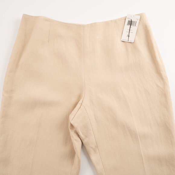 NEW DANA BUCHMAN tan cream flax linen blend pants size 16 - Picture 6 of 10